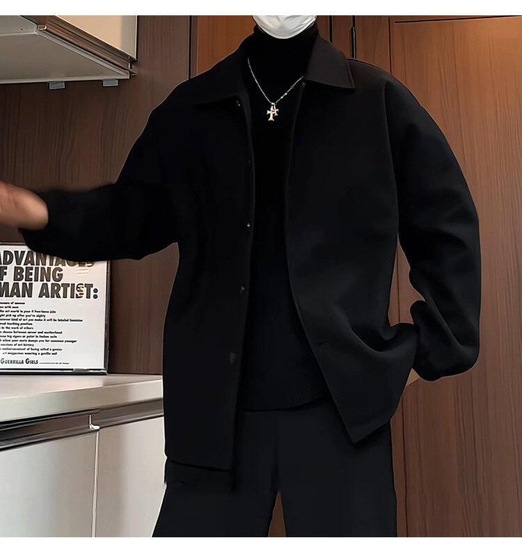 Wool Coat Peacoat - Wool Blend Peacoat Mans Abrigos Manteaux