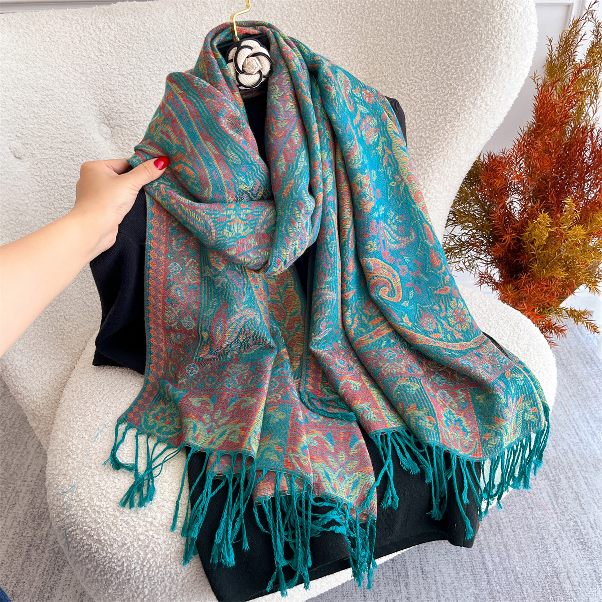 Cashmere Pashmina Wrap - 70x180cm Winter Warm Thick Jacquard Scarf