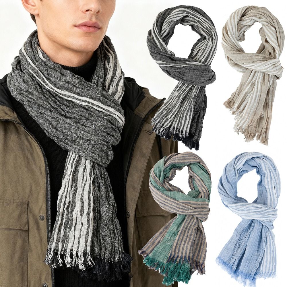 Cotton Linen Yarn-dyed Winter  – Wool Scarf Men recenzja i cena