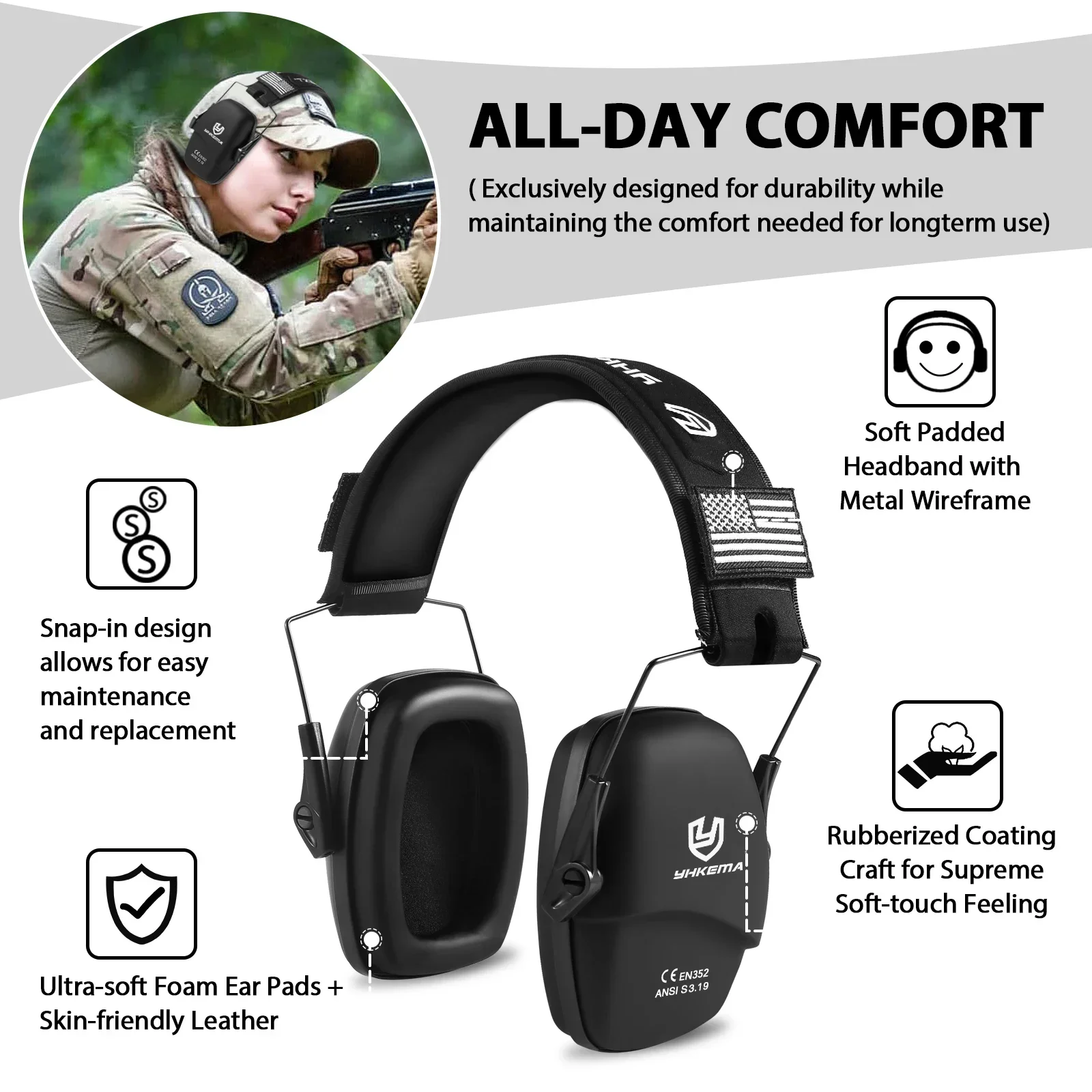 YHKEMA Safety Earmuffs for Sho – Earmuffs Foldable recenzja i cena