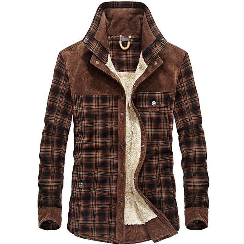 Men's Vintage Plaid Shearling  – Flannel Shirt Lined recenzja i cena
