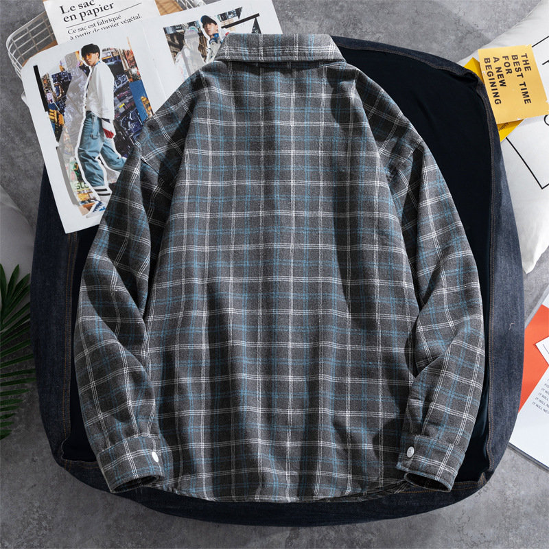 2025 Plaid shirt men's long-sl – Flannel Shirt Lined recenzja i cena