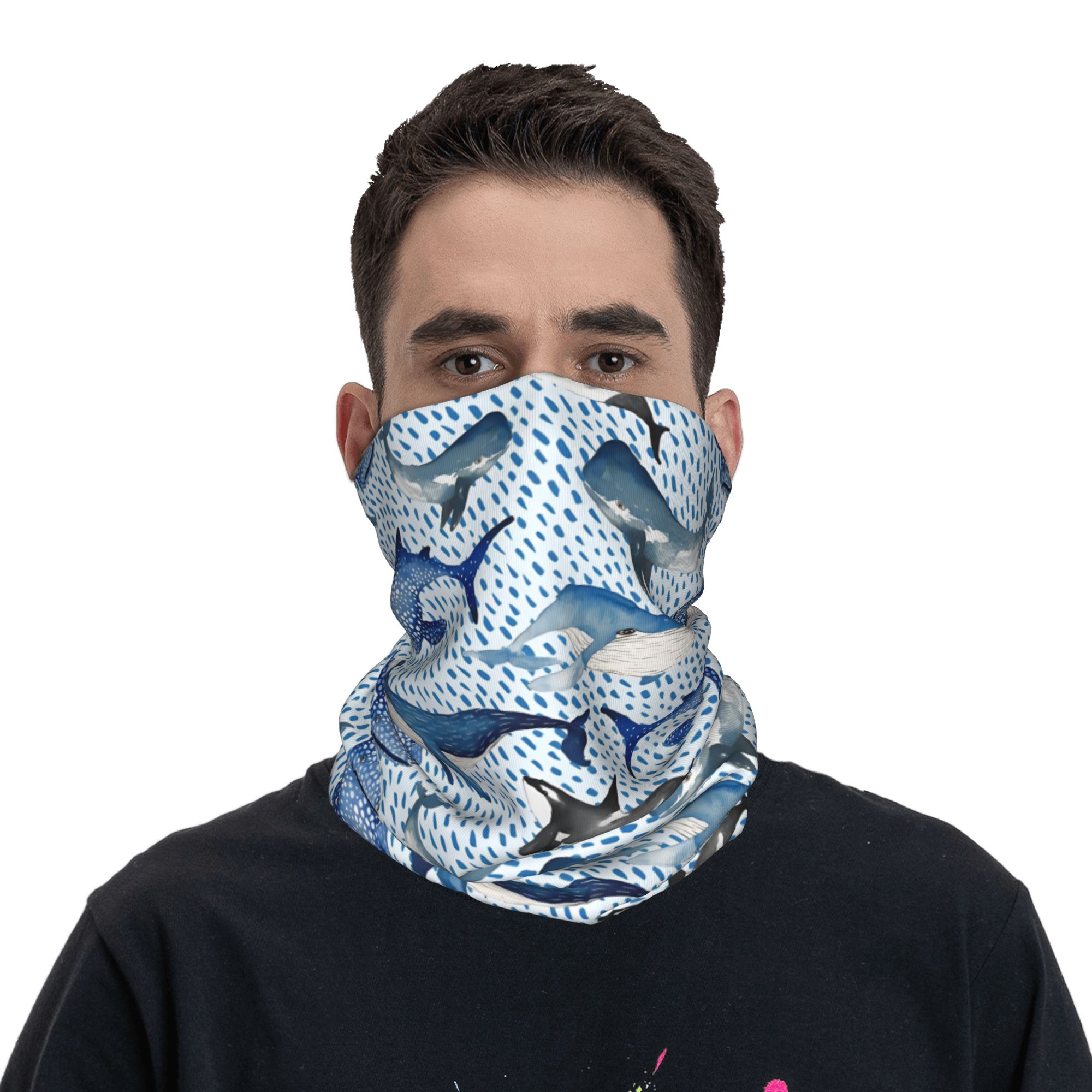 Custom Blue Watercolour Shark  – Neck Gaiter Fleece recenzja i cena