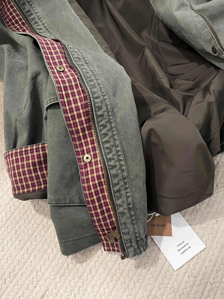 Vintage Army Green Denim Jacke – Down Jacket Packable recenzja i cena