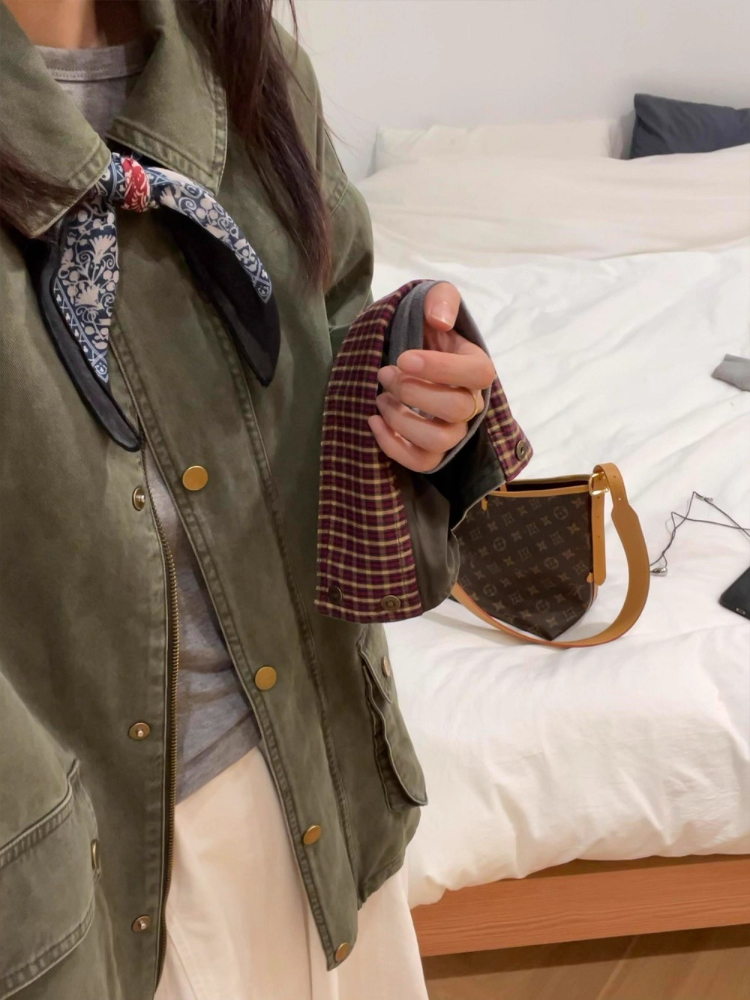 Vintage Army Green Denim Jacke – Down Jacket Packable recenzja i cena