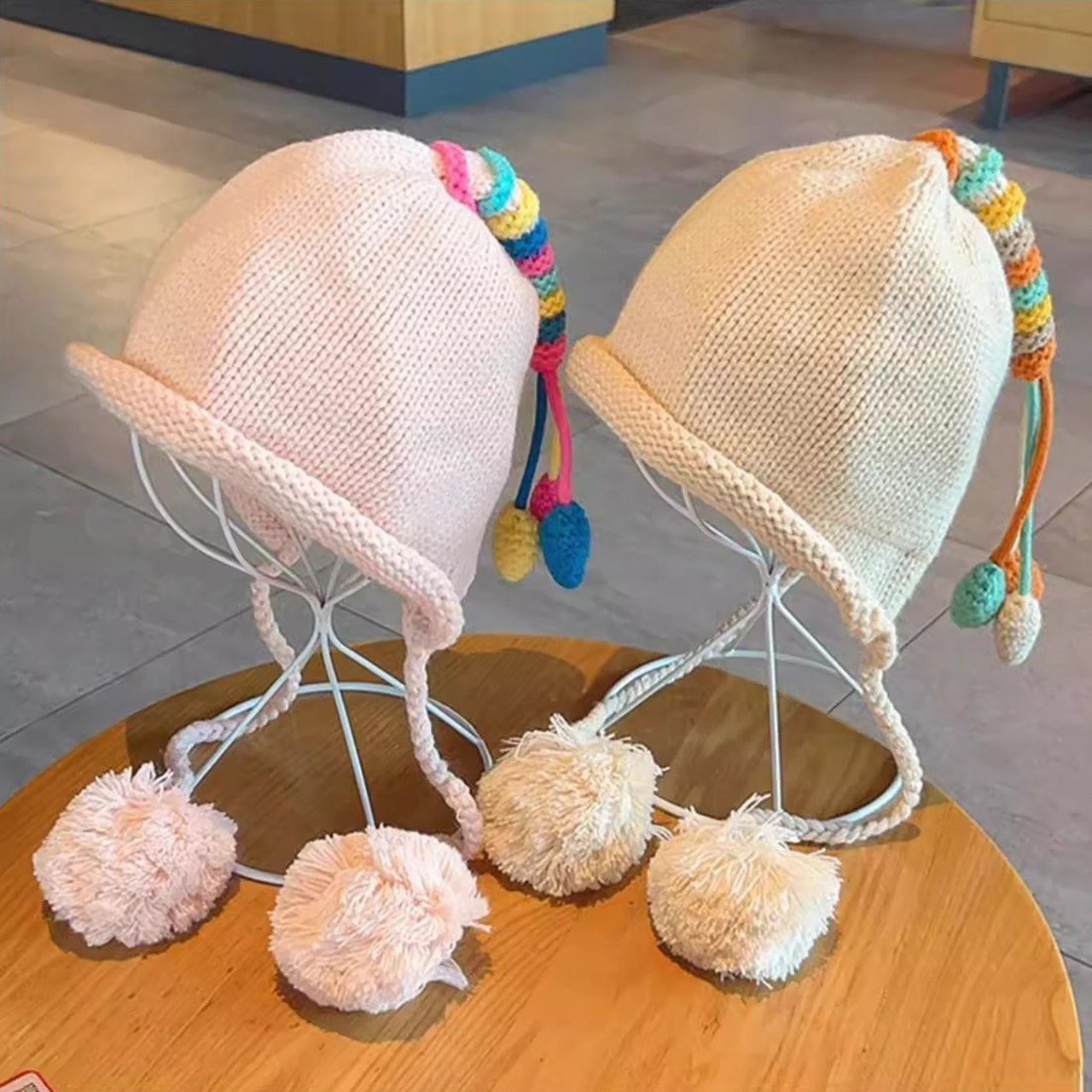 Rainbow Tail Children Ear Prot – Knit Beanie Hat Warm recenzja i cena
