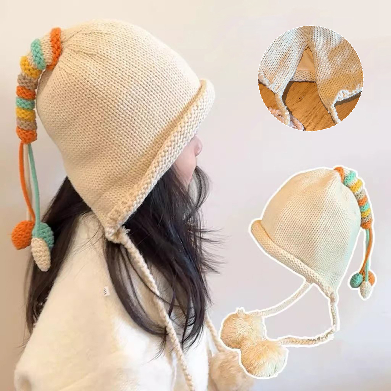 Rainbow Tail Children Ear Prot – Knit Beanie Hat Warm recenzja i cena
