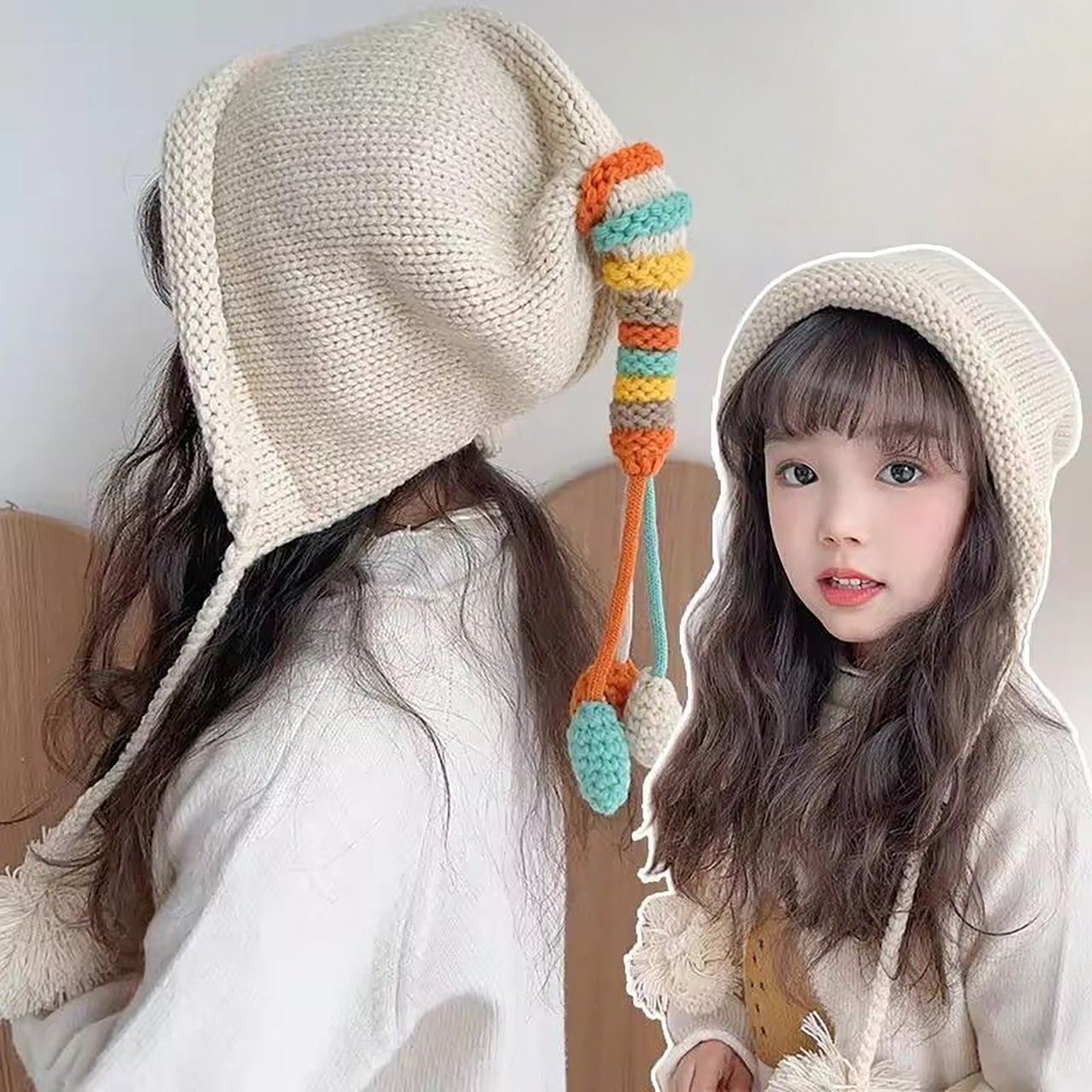 Rainbow Tail Children Ear Prot – Knit Beanie Hat Warm recenzja i cena