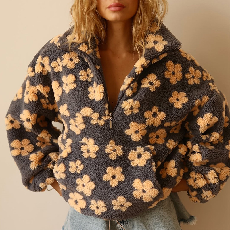 Floral Sherpa Half Zip Pullove – Sherpa Hoodie Fleece recenzja i cena