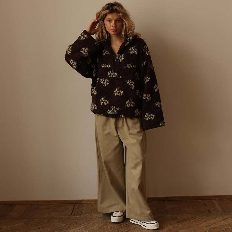 Floral Sherpa Half Zip Pullove – Sherpa Hoodie Fleece recenzja i cena