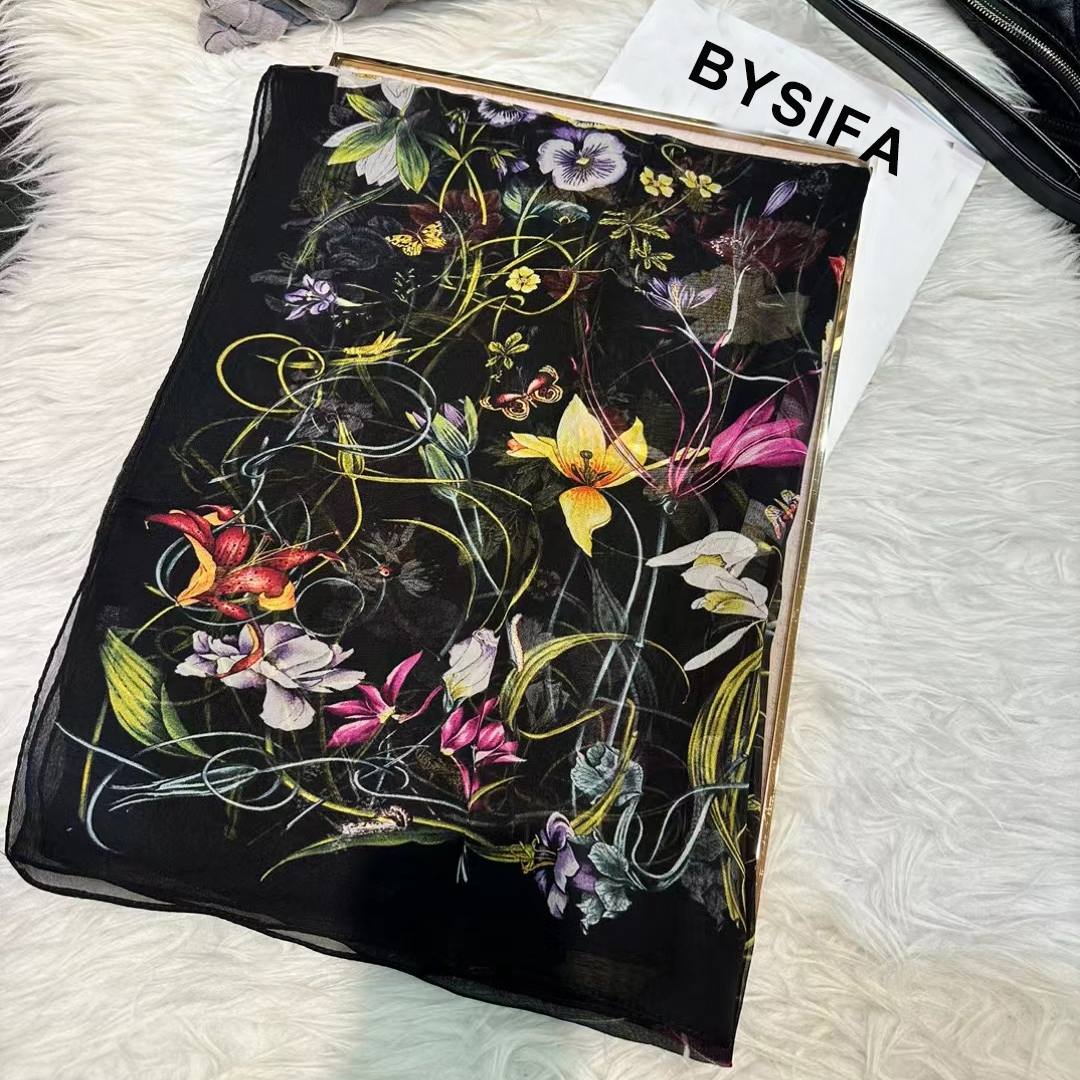 BYSIFA|New Black Pure Silk Wom – Shawl Wrap Winter recenzja i cena
