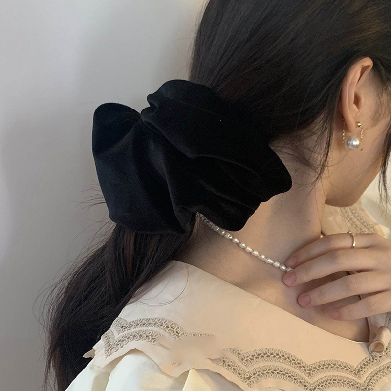 Oversize Black Velvet Scrunchi – Winter Headband Fleece recenzja i cena
