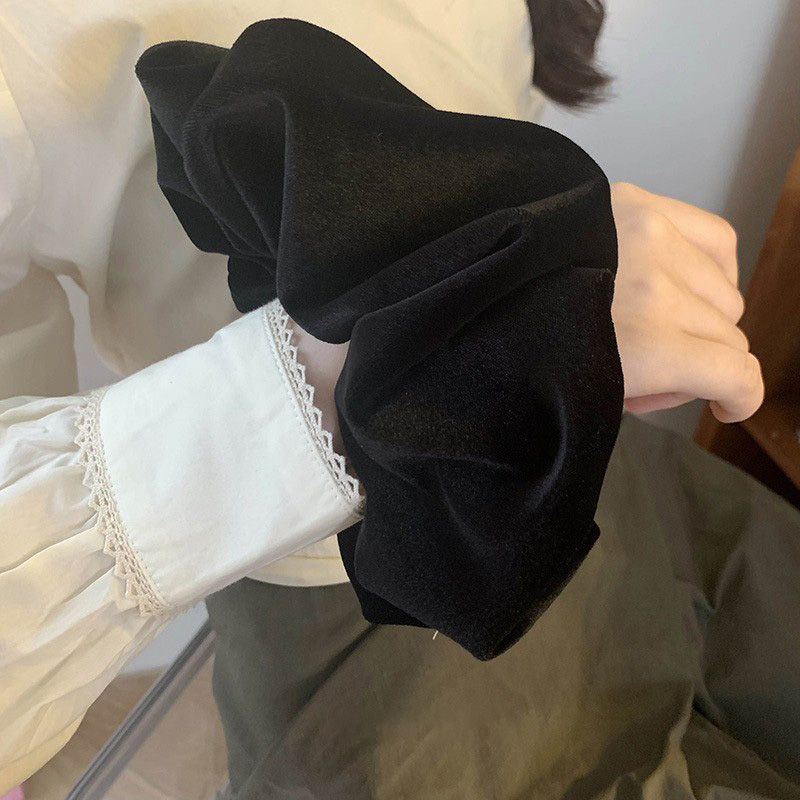 Oversize Black Velvet Scrunchi – Winter Headband Fleece recenzja i cena