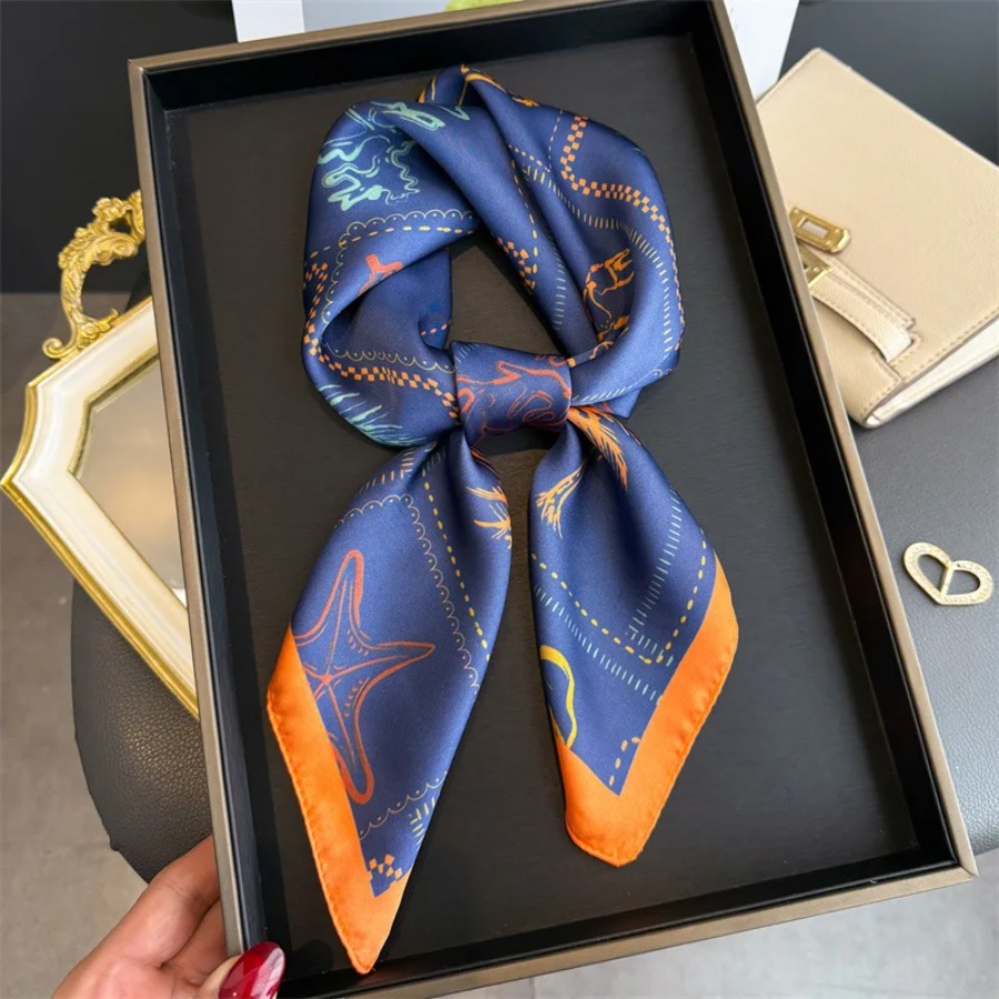 Blue Print Silk Square Scarf W – Shawl Wrap Winter recenzja i cena