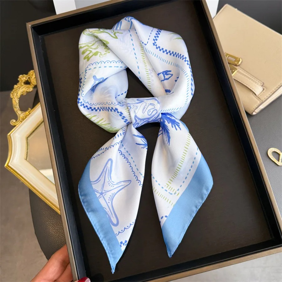 Blue Print Silk Square Scarf W – Shawl Wrap Winter recenzja i cena